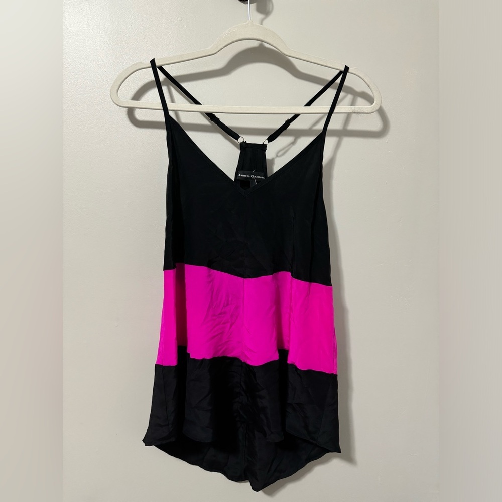 Karina Grimaldi Black‎ and Pink Tank Top